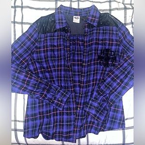 Purple Harley Flannel with faux leather